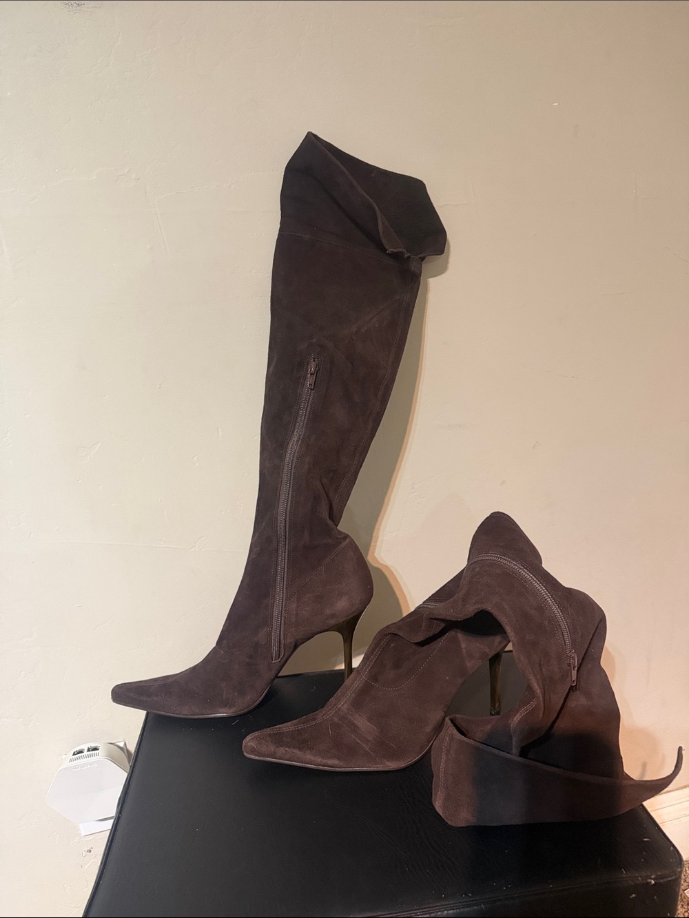 Steve Madden Brown Suede Over-the-Knee Pointed-Toe Boots